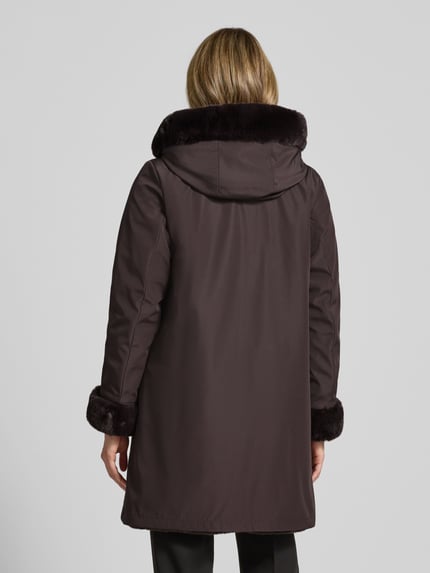 PETITE M. Wendejacke aus Webpelz mit Kapuze und Eingrifftaschen Dunkelbraun 5