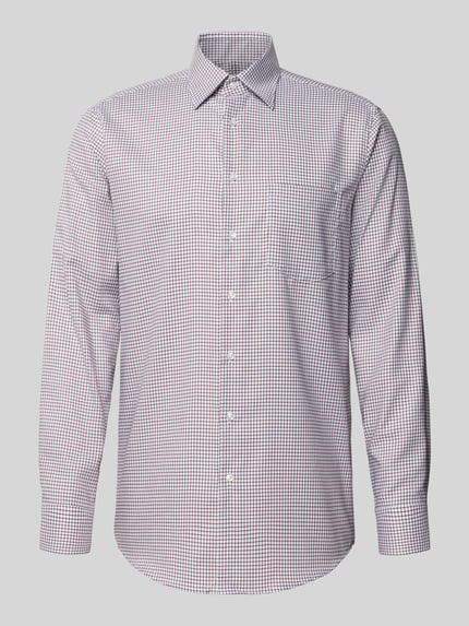 Produktfoto, Regular Fit Businesshemd aus Baumwolle mit Button Down Kragen von SEIDENSTICKER, kariert, lange Ärmel, Knopfleiste, Brusttasche