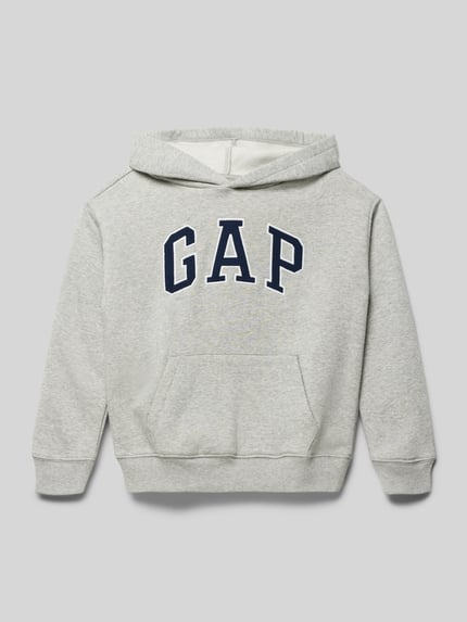 Productfoto, Regular Fit Hoodie mit Logo-Print van GAP, katoenmix, grijs, logo-print, capuchon, kangoeroezak, elastische boorden