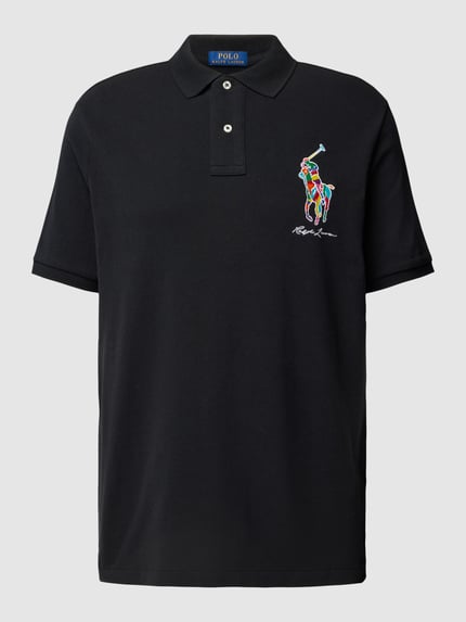 Polo Ralph Lauren Classic fit poloshirt met labelstitching Zwart - 2