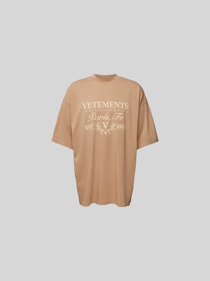 VETEMENTS oversized t-shirt met labelprint Lichtbruin - 2