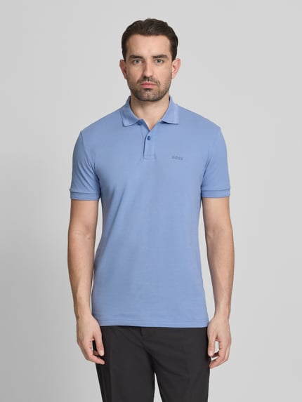 BOSS Green Regular Fit Poloshirt aus reiner Baumwolle Modell 'PIO' Blau 4