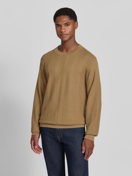 HUGO sweter o kroju regular fit z czystej bawełny model 'Simoh' Beżowy 4