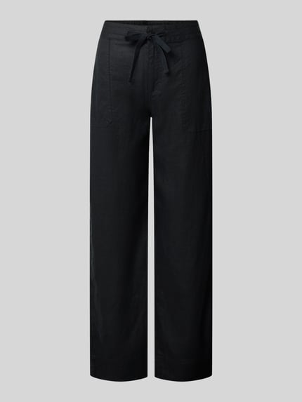 Produktfoto, Regular Fit Weite HOSE aus reinem Leinen von Lauren Ralph Lauren, Optik: Unifarben, elastischer Bundabschluss, Tunnelzug, aufgesetzte Taschen vorne und mit Knopf hinten an der Taille, Materialverarbeitung: Flammgarn.
