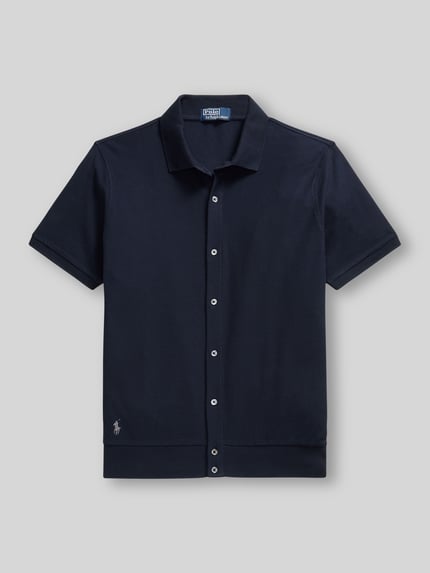 Polo Ralph Lauren Regular Fit Poloshirt mit durchgehender Knopfleiste aus reiner Baumwolle Marine 2