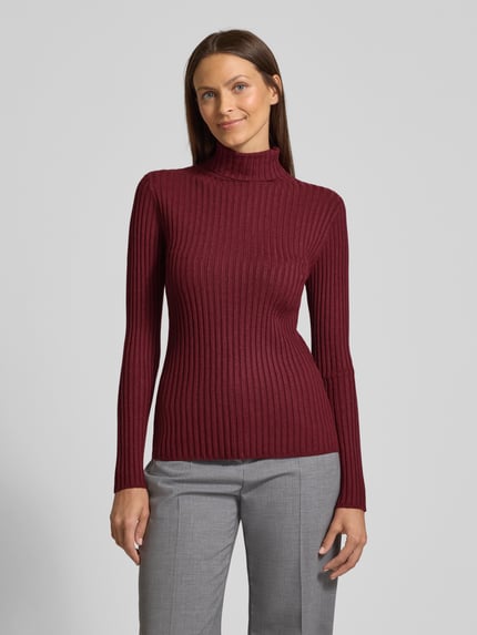 Soyaconcept Slim Fit Rollkragenpullover aus Viskose-Mix Modell 'Dolli' Bordeaux Melange 4
