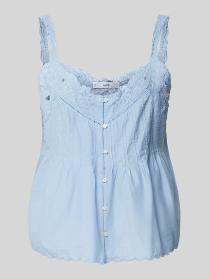 MANGO Trägertop mit Motiv-Stitching Hellblau 2