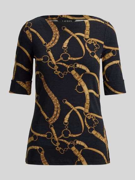 Lauren Ralph Lauren Slim Fit T-Shirt mit Allover-Muster Modell 'JUDY' BLACK 2
