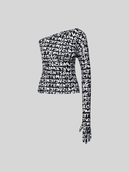 VETEMENTS Shirt met lange mouwen in one-shoulder look Zwart - 2