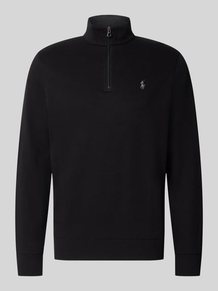 Produktfoto, Regular Fit Sweatshirt aus Baumwoll-Mix von Polo Ralph Lauren in Schwarz mit kurzem Reißverschluss und glatter Oberfläche