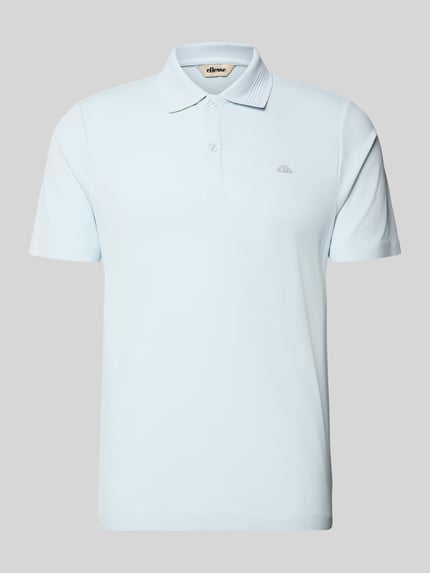 Produktfoto, Slim Fit Poloshirt mit Logo Modell 'EDMOND' von Ellesse in Hellblau, kurze Ärmel, glatte Struktur, Knopfleiste, Stretch-Material-Mix