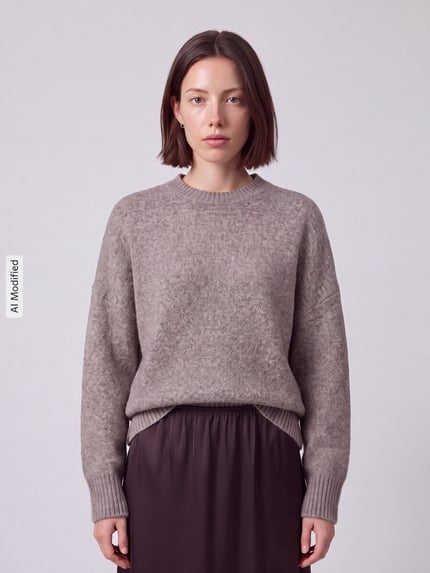 VERO MODA oversized pullover met wol model 'BOOM' Zand - 4