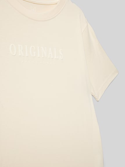 JACK & JONES T-Shirt mit Label-Print Modell 'FREDERIKSBERG' Ecru 2