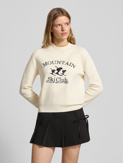 LeGer Strickpullover mit Label-Stitching Modell 'Allie' Offwhite 4