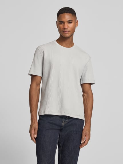 BOSS t-shirt o kroju regular fit z fakturą wafla model 'STRUCTURE' Jasnoszary 4