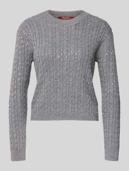 Max Mara Studio Slim fit gebreide pullover van zuivere scheerwol, model 'USSURI' Middengrijs gemêleerd - 2