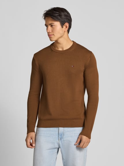 Tommy Jeans Regular Fit Strickpullover aus reiner Baumwolle Mittelbraun 4