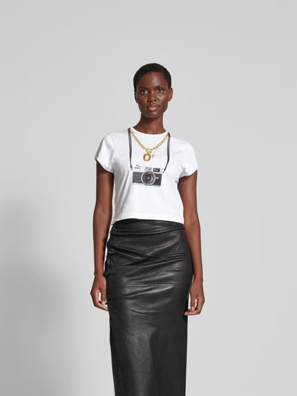 Rabanne T-shirt z nadrukiem z logo Biały 4
