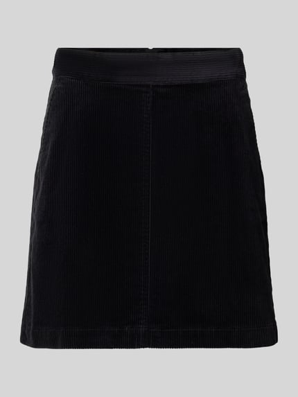 Produktfoto, schwarzer Mini-Rock aus Cord von Marc O'Polo, samtartige Textur, gerade Form, Damen Mini-Rock von Marc O'Polo DENIM
