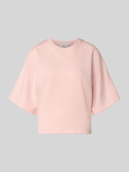 Productfoto, lichtroze Sweatshirt met 1/2-mouw model 'Gikko' van OPUS, katoenmix, rechte fit, ronde hals, glad oppervlak