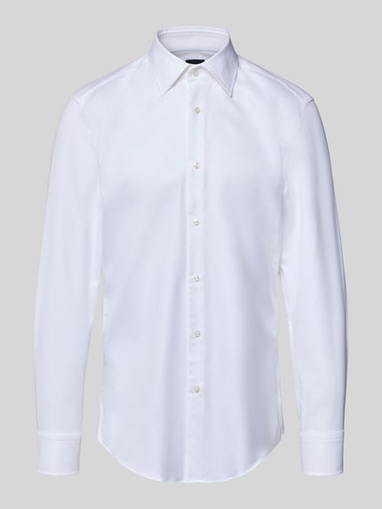 Produktfoto, Slim Fit Businesshemd aus reiner Baumwolle Modell 'H-HANK-K' von BOSS, Optik: Unifarben, durchgehende Knopfleiste, Twill, Weiß