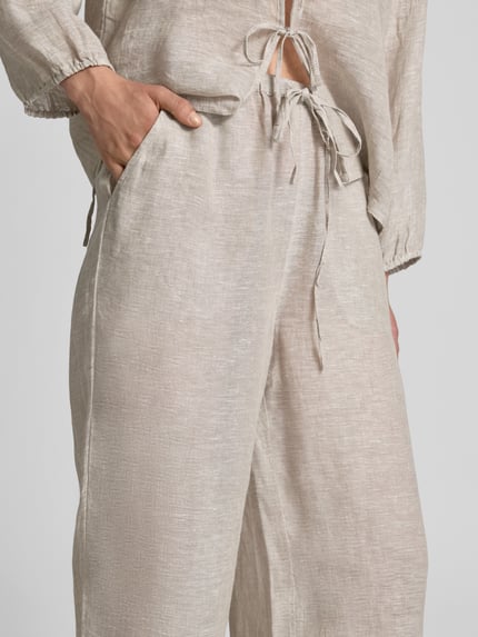 Christian Berg Woman Wide Leg Leinenhose mit Eingrifftaschen Beige 3
