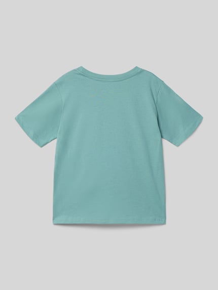 Produktfoto, Regular Fit T-Shirt mit Logo-Print Modell 'Estar' von JACK & JONES aus bawełna, kolor miętowy, okrągły dekolt, długość tyłu w rozmiarze 140: 50 cm