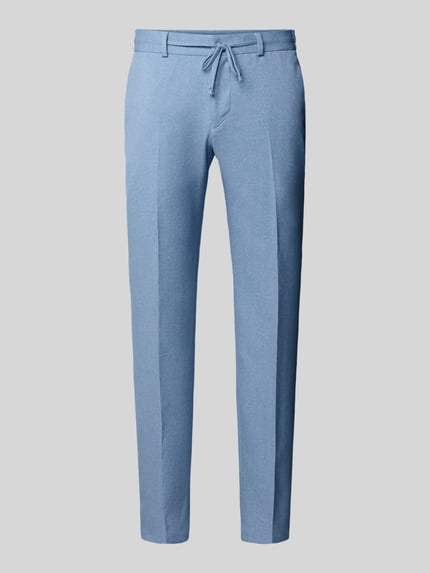 Produktfoto, Hose mit Bügelfalten und Schnürung Modell 'SpartaFlex' von Zuitable in Hellblau, Slim Fit, Material-Mix mit Viskose-Anteil.