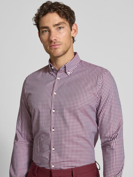 Jake*s Slim Fit Freizeithemd mit Button-Down-Kragen Rot 3