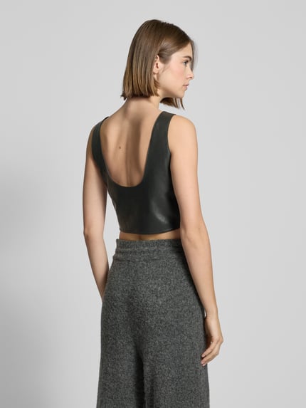 Karo Kauer Bovenkant met labelbadge in leerlook Zwart - 5