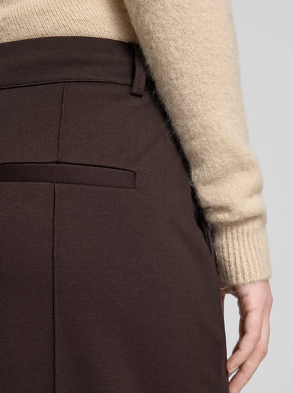 ICHI Wide Leg Stoffhose mit fixierten Bügelfalten Modell 'KATE' Dunkelbraun 3