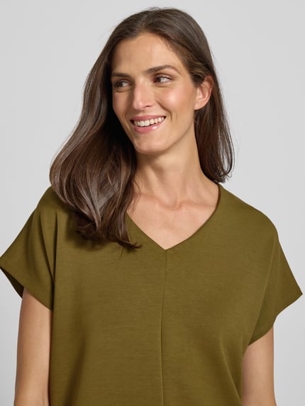 Soyaconcept T-shirt met V-hals, model 'BANU' Kaki - 3