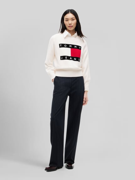 Tommy Jeans sweter o kroju regular fit z mieszanka bawełny i wełny Biały 1