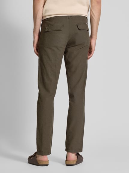 Lindbergh Tapered Fit Leinenhose mit elastischem Bund Oliv 5