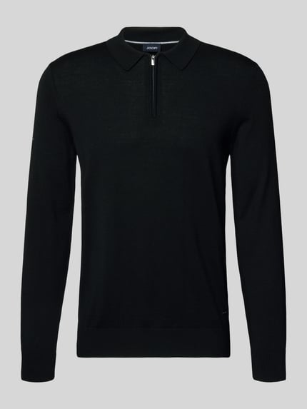 JOOP! COLLECTION Gebreide pullover van scheerwol met polokraag model 'Dondor' Zwart - 2