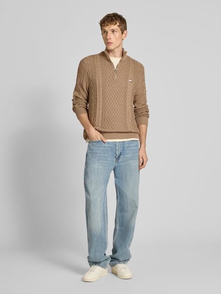 Tommy Jeans Regular Fit Strickpullover aus reiner Baumwolle Beige 1