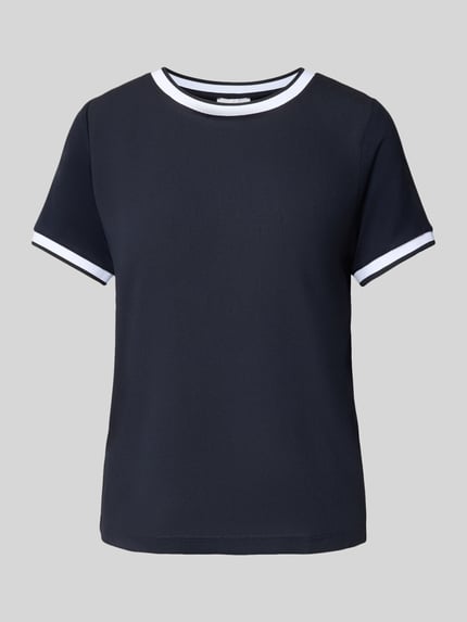 Produktfoto, Regular Fit T-Shirt aus Viskose-Mix von More & More, czarny kolor, okrągły dekolt, krótki rękaw, damski, długość tyłu w rozmiarze 36: 57 cm