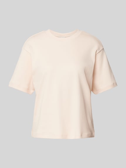 T-Shirt mit geripptem Rundhalsausschnitt Shop The Look MANNEQUINE