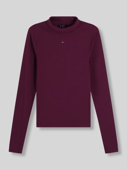 Tommy Jeans Slim Fit Langarmshirt aus Baumwoll-Mix Bordeaux 2