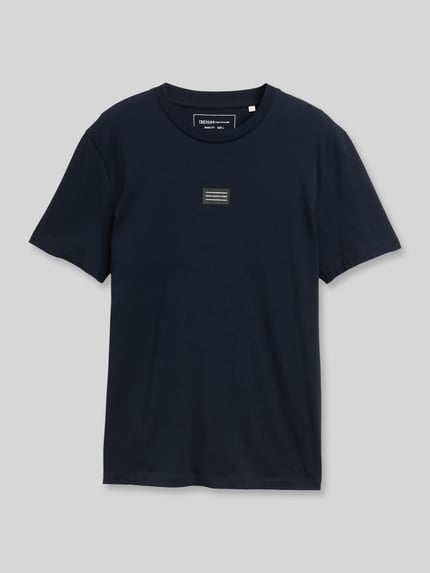 Produktfoto, Regular Fit T-Shirt aus reiner Baumwolle von Tom Tailor Denim, Optik: Unifarben, Label-Schriftzug, Rundhals, Kurzarm, glatte Textur, Herren T-Shirt