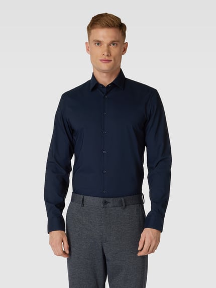 Jake*s koszula o kroju slim fit biznes z kołnierzykiem typu kent Granatowy 4