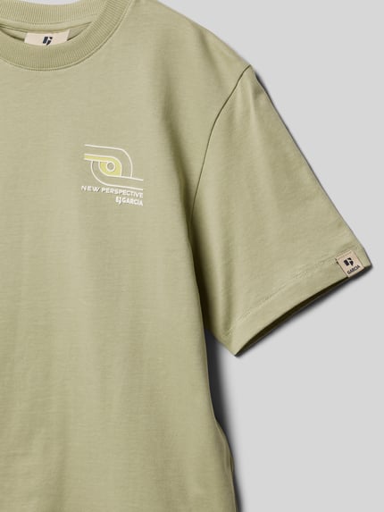 Garcia T-shirt met labelprint Rietgroen - 2