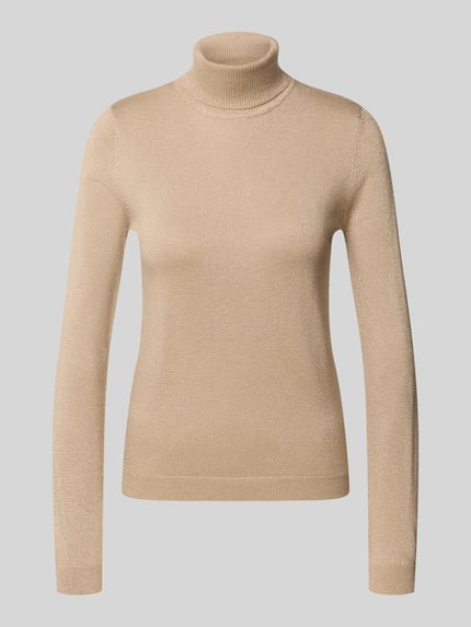 Produktfoto, Slim Fit Rollkragenpullover aus Viskose-Mix Modell 'HAPPYSHINE' von Vero Moda in unifarbener, schimmernder Strickoptik