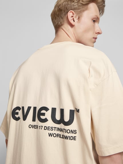 REVIEW T-Shirt mit Label-Print Ecru 3