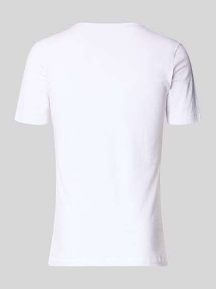 Produktfoto, Slim Fit T-Shirt mit V-Ausschnitt im 2er-Pack von Schiesser, weißer Baumwoll-Mix, 2er-Pack, glatte Textur, V-Ausschnitt