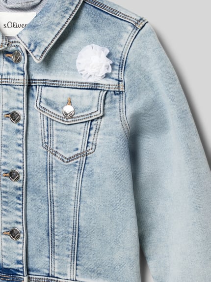 s.Oliver RED LABEL Regular Fit Jeansjacke mit Garment Dye und Blumenapplikation Blau 2