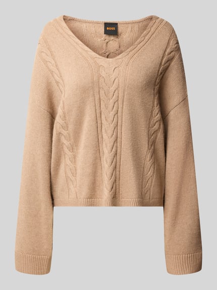 BOSS Orange Pullover mit Zopfmuster Beige 2