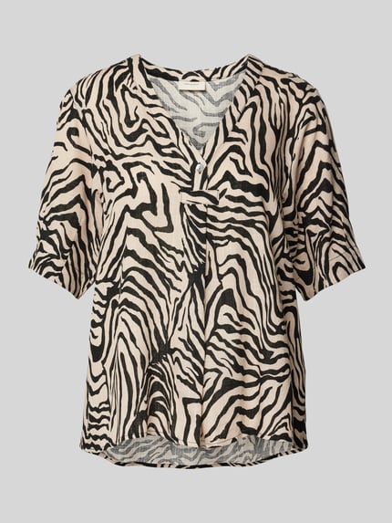 FREE/QUENT Slim fit blouseshirt met V-hals, model 'Larin' Beige - 2
