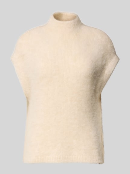 Produktfoto, Pullunder met opstaande kraag van Smith and Soul, lichte crèmekleur, zachte textuur, regular fit, mohairmix.