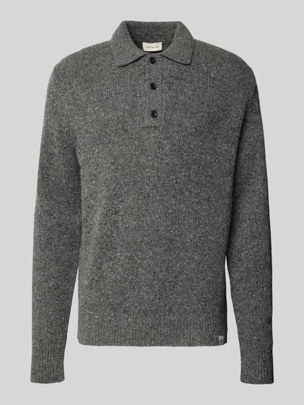 Calvin Klein Jeans Strickpullover aus Woll-Mix mit Polokragen Mittelgrau 2